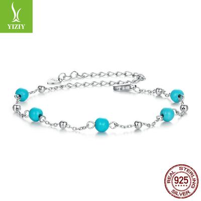 Elegant Turquoise Bracelet Women'S, French Literary And Retro Style 925 Sterling Silver Bracelet Jewelry