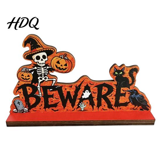 Tiered Tray Decorations Halloween Pumpkin Haunted House Letter Ornament Wooden Tabletop Spooky Seasonal Accents Festive Desk Decoration for