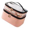 Double Layer Makeup Bag with Smooth Zippers Comfortable Handle Waterproof Sealed Travel Cosmetic