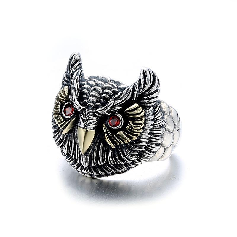 Men s Retro Gold Thai Silver Ring: European  American Hip Hop Style Adjustable