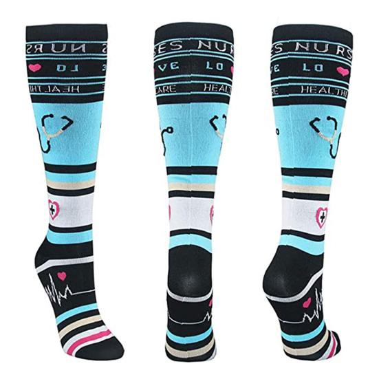 4 Pairs Compression Socks for Men Women Knee High Compression Support Circulation Socks for Medical Running Nursing Athletic