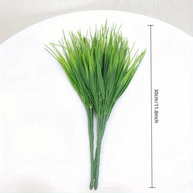 2Pcs Artificial Plastic 7-branch Grass Plant Green Grass Imitation False Plant Home Decoration Gardening Grass Outdoor Decor