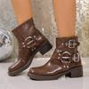 Winter Comfort/Elegant Buckle Rivet Short Boots For Women Fashion New Round Head Sexy Thick-Soled Non-Slip Casual Work Boots