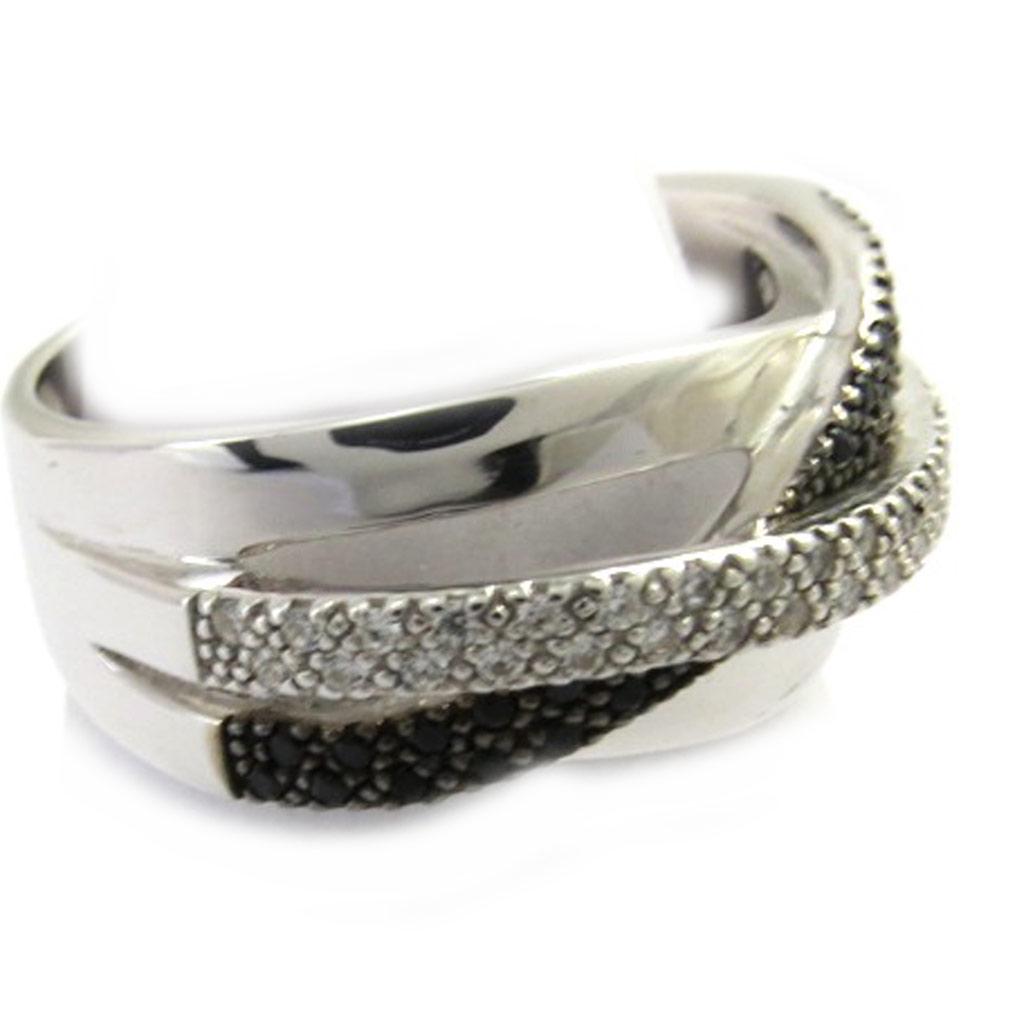 Silberring 'Sissi' schwarz weiß