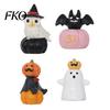 Small Party Decorations Cute Halloween Resin Sculpture, Table Decorations, Mini Adorable Owl Bat Figurines Pumpkin Ghost Decor for Home