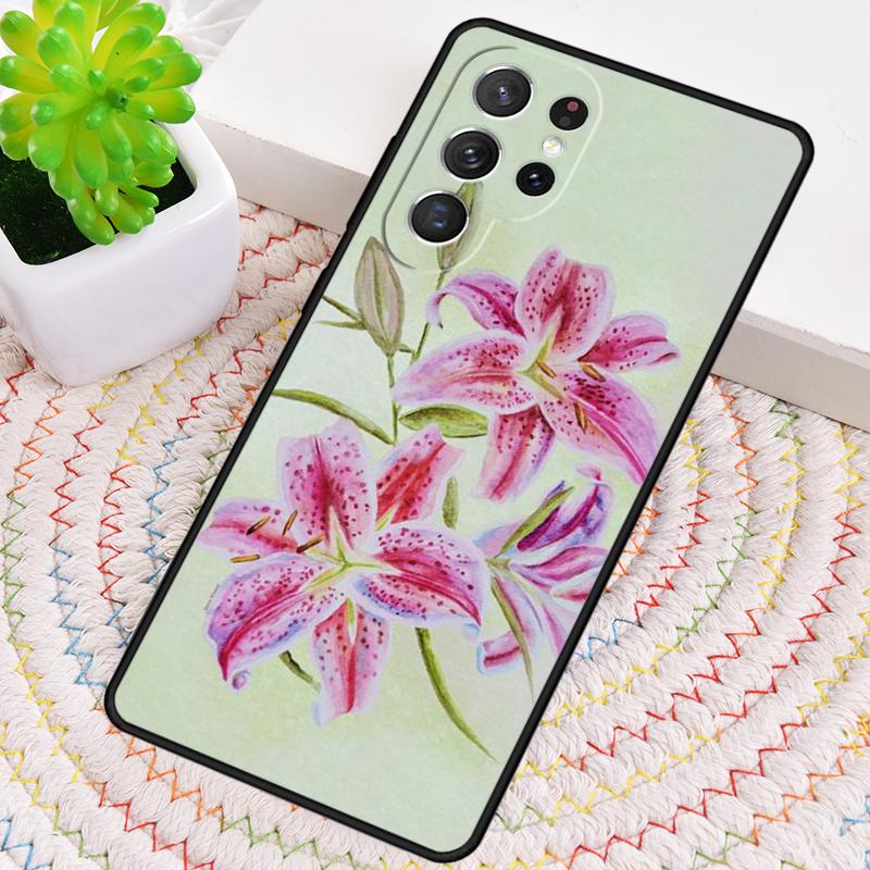 Lily Flowers Silicone Phone Case For Samsung Galaxy note 10 pro S26 S25 S24 S23 S22 S21 Plus S25Ultra Capa Cover
