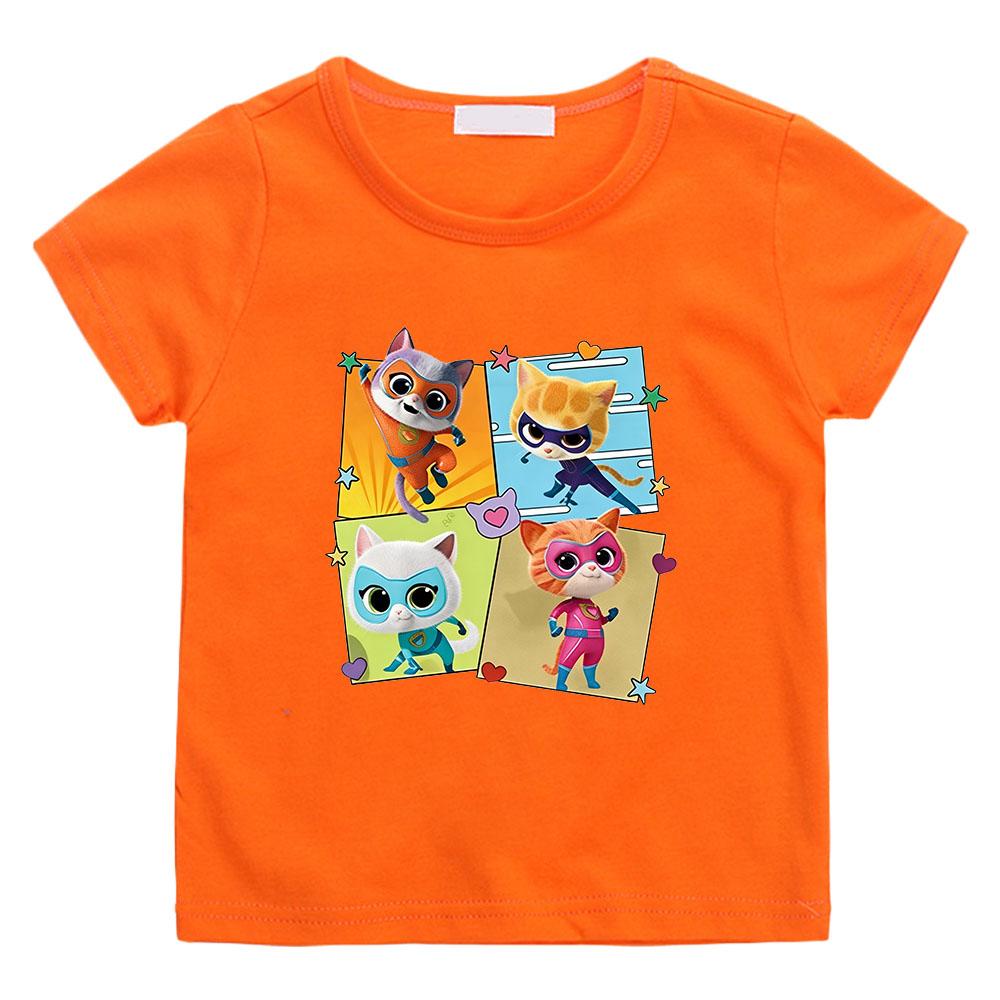 2026 NEW Anime SuperKitties Print T-shirt 100%Cotton Anime T-shirt O-neck Casual Cartoon Boys Tops Cute Girls Short Sleeve Manga Tees Summer Clothes