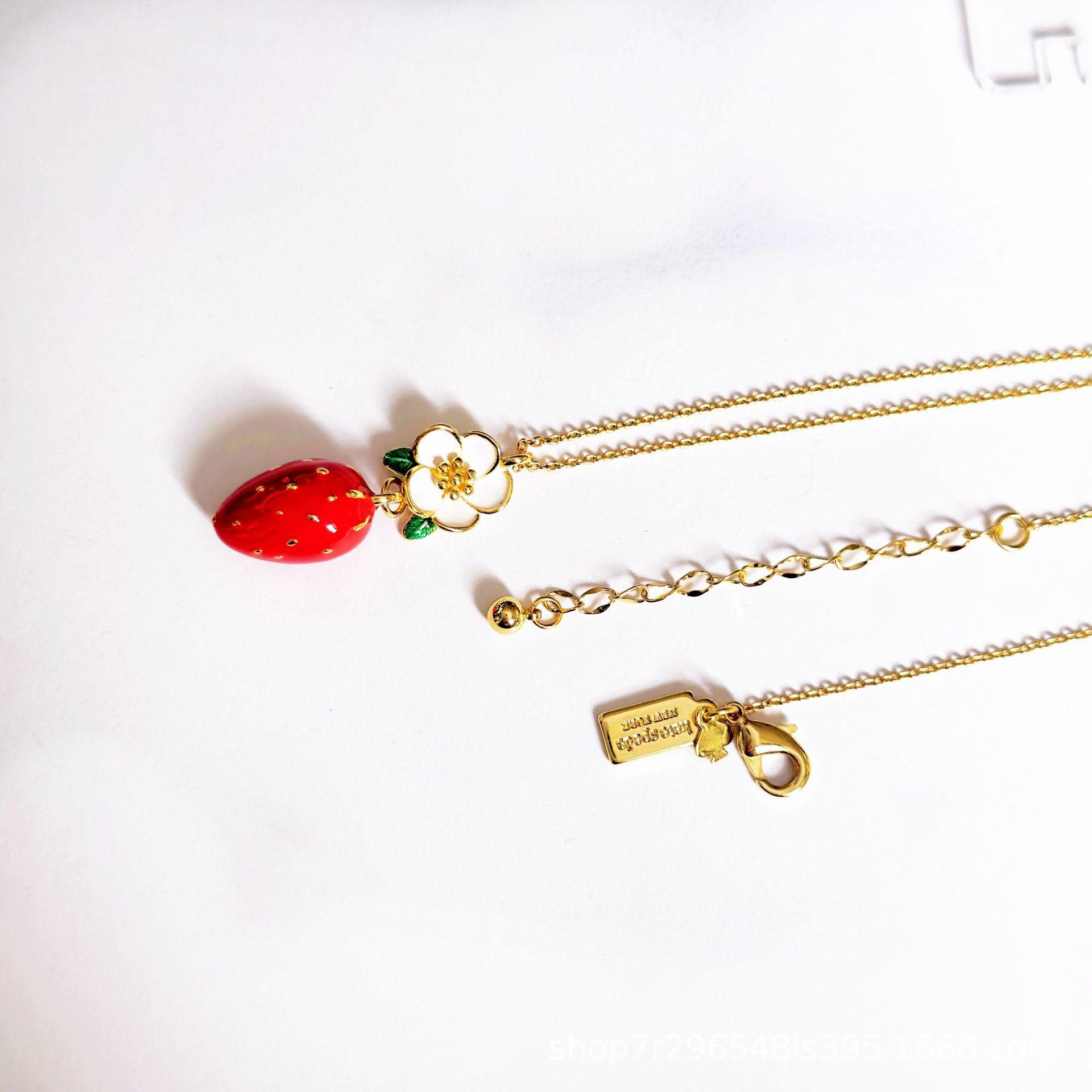 

Cute Flower Strawberry Orange Apple Fruit Enamel Color Glaze Needle Women S Stud Earrings Necklace Women S Bracelet