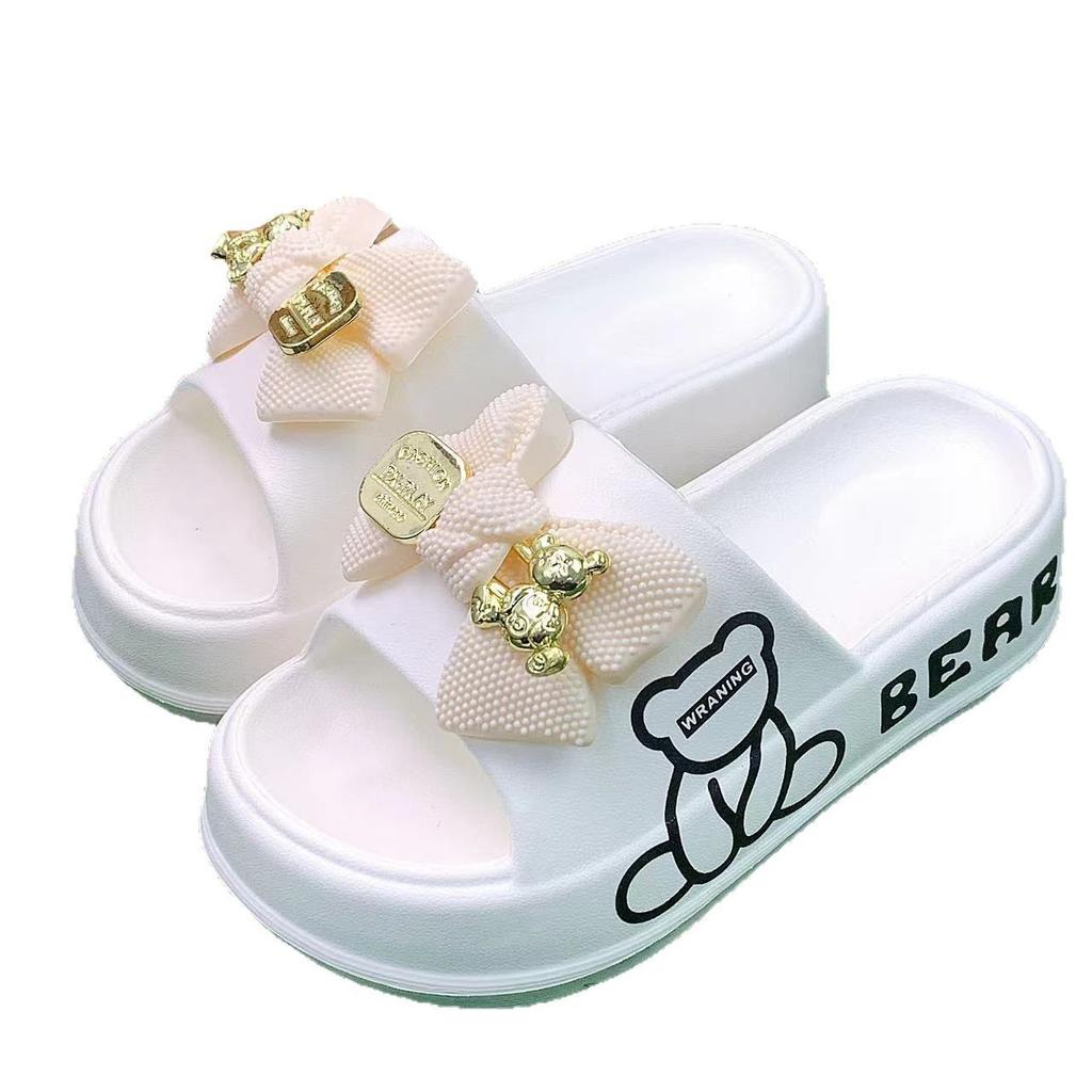 Slippers Women's New Thick-soled Bear Bow EVA Slippers Women's Spring and Summer Fashion One-word Slippers