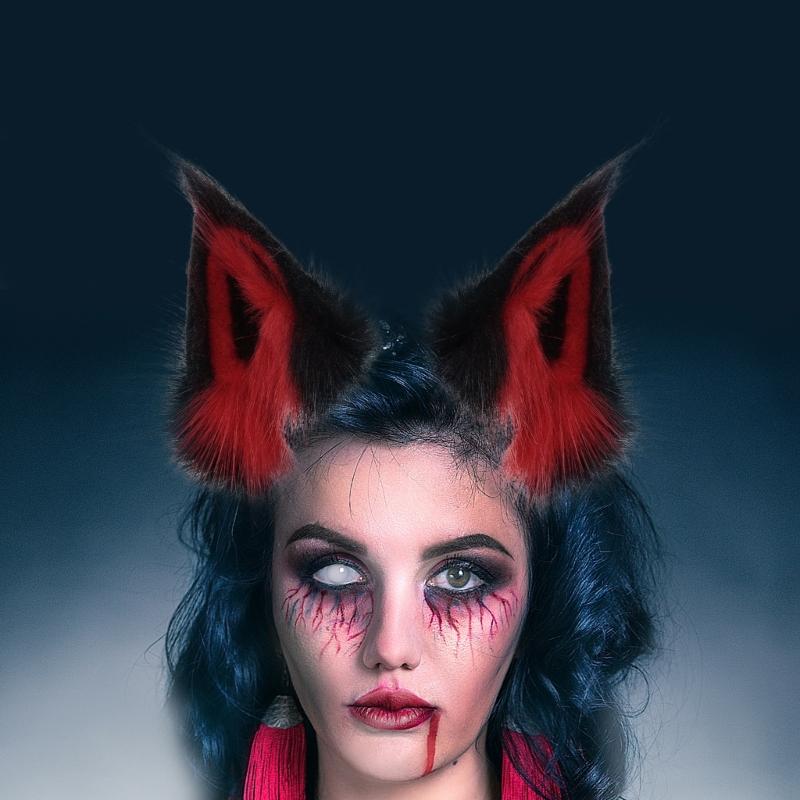 Faux Furs Foxes Wolf Ears Headband Furry Handmade Animal Ears Hairband Headwear Halloween Costume Cosplay Accessories