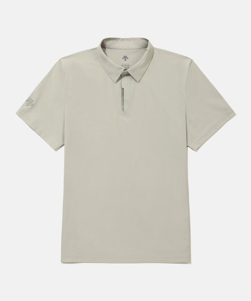 DESCENTE Dualis Woven Polo Short Sleeve T-Shirt Beige Sr221Dps44