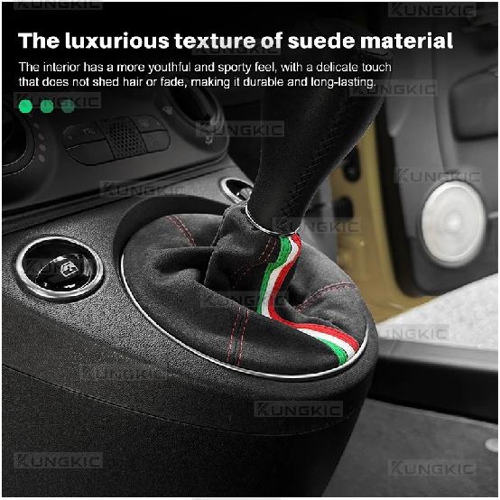 Suede For Fiat 500 2011-2024 Abarth 595 695 2016 2017 2018 2019 2020 2021 2022 2023 2024 Gear Shift Boot Manual Shifter Cover
