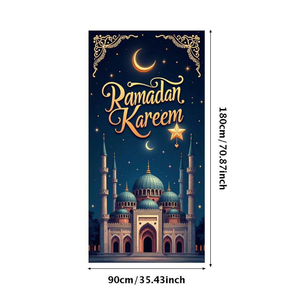 Ramadan Kareem Banner Mosque Lanterns Festive Welcome Backdrop Ramadan Mubarak Party Home Decor Photography Props Background