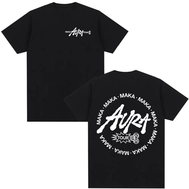 Rapper Maka Aura 2026 Tour Merch T Shirts Men Women Fashion Vintage Street Tshirt Casual Short Sleeve T Shirt Streetwear