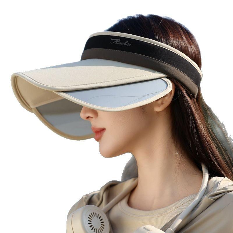 Color Matching Retractable Brim Pull Board Empty Top Sun Hat Outdoor Windproof Sports Hat Pull Board Sun Hat