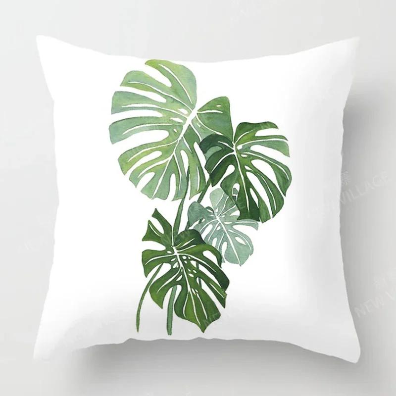 Nordic fall home decor autumn throw pillow case sofa Cushion cover modern 45x45cm 45*45 50x50 60x60cm 40*40cm green leaf plant