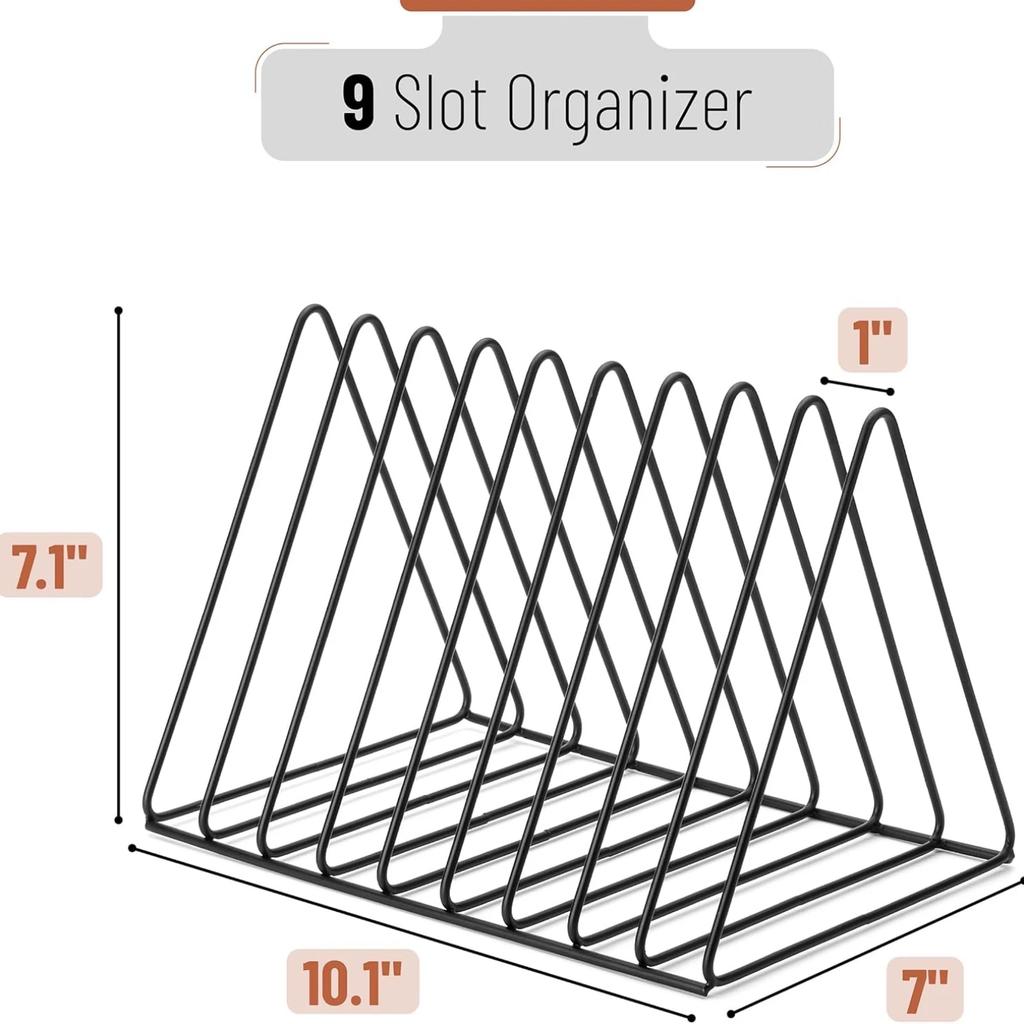 Vinyl Record Holder 9 Slot Metal Storage Rack Vinyl Albums Storage Organizer Magazine Book CD Album Triangle Display Rack Record