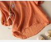 2024 Women's Cotton-Linen Embroidered Short Sleeve Shirt with Oblique Collar