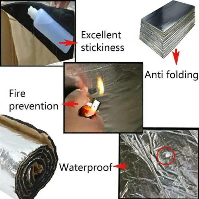 Car Soundproofing Deadening Mat Heat Sound Insulation Cotton Firewall Auto Hood Door Deadener 5mm