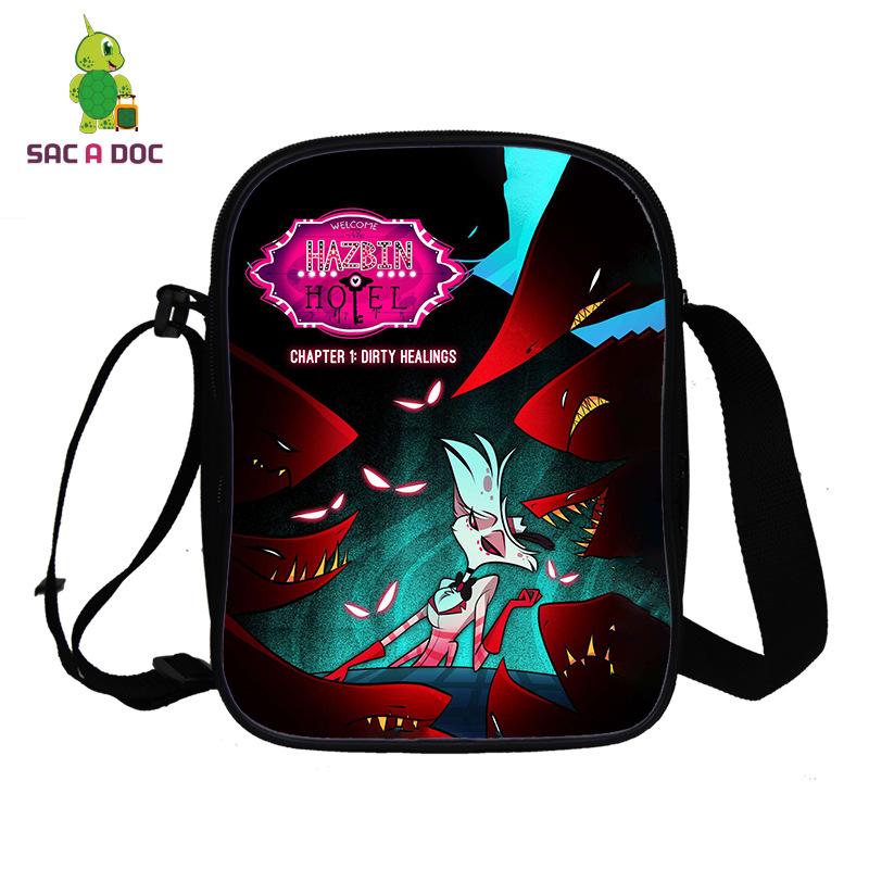 Hell Inn Animation Peripheral Crossbody Student School Bag 3D Full Color Printing Double Shoulder Bag