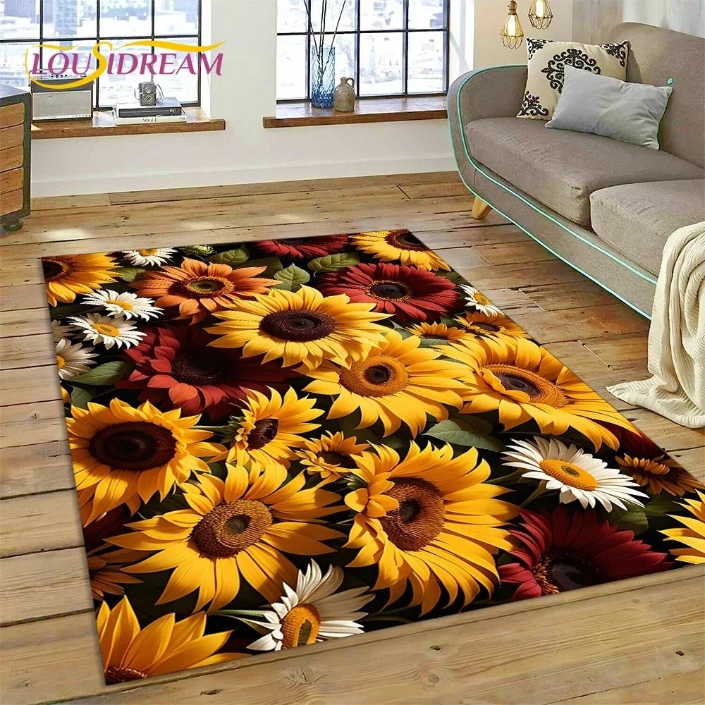 

3D Dream Sun Flowers Скандинавский ковер с ромашками для спальни, гостиной, дома, украшение для дивана, детский игровой большой коврик для пола 40x60cm( 15x23in )