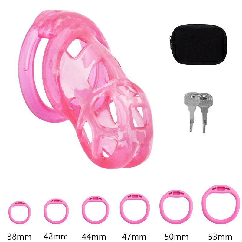 With 5 Size Cock Rings Penis Soft Silicone Chastity Cage Device Anti-Cheating Penis Lock Restraints for Men Discreet Sex Toy 18+