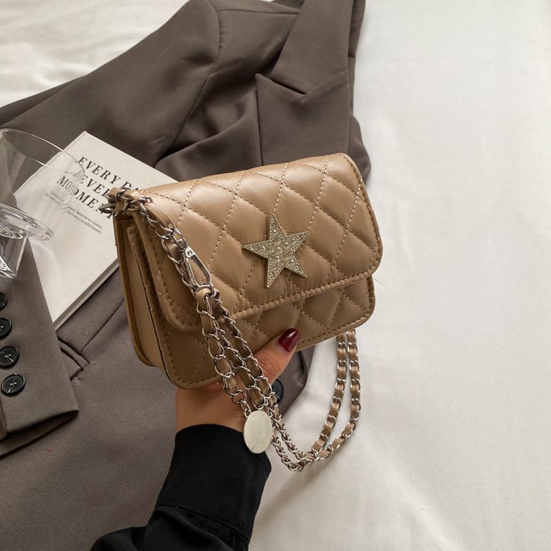 

Trendy 2024 Summer Korean Chic Quilted Mini Crossbody Bag With Elegant Chain For Women хакі