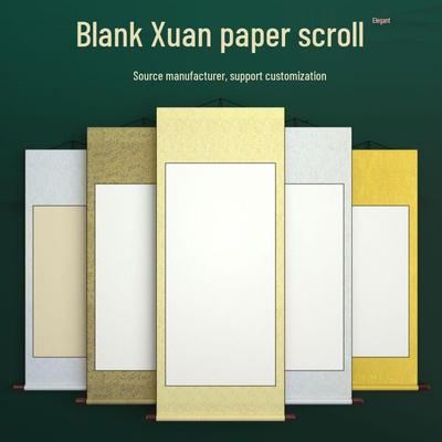 Hanging Scroll with Half-Raw Xuan Paper for Chinese Painting and Calligraphy - Long Scroll Mounting