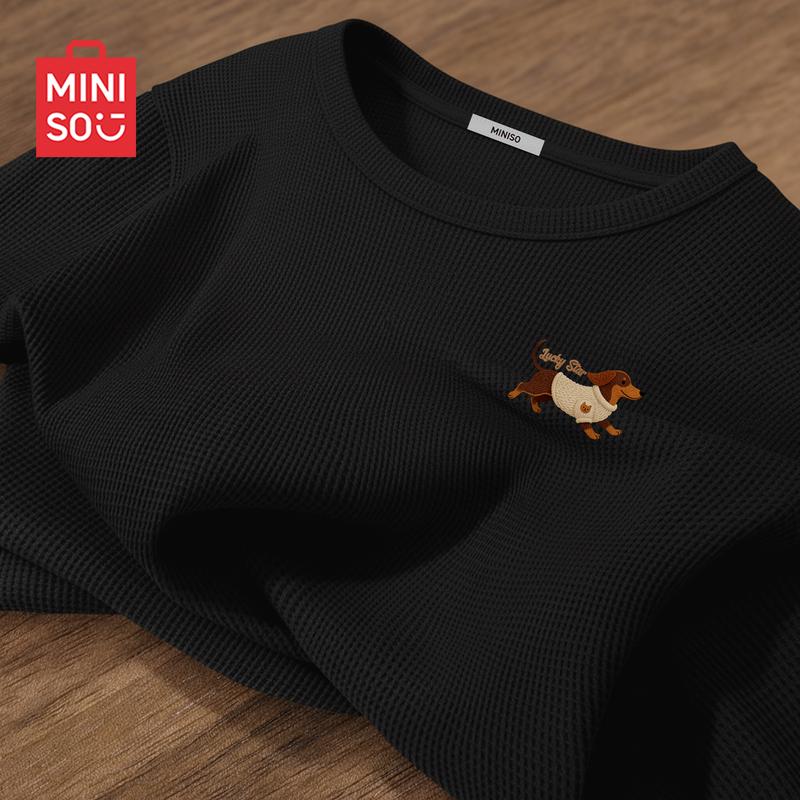 MINISO Men s Waffle Knit Long Sleeve T-Shirt 2XL