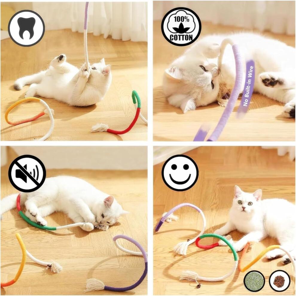 Pack of 3 Catnip Toys for Cats, 70 Cm Catnip Stick and Teething Rope, Interactive Dental Care Toys, Natural Catnip Filled