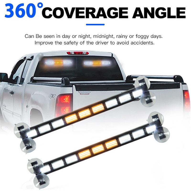 2in1 Auto Dual Color Notlichtleiste Windschutzscheibe 162LED Auto Blinklicht 12-24V Warnleuchte mit Zusatzbeleuchtungsfunktion
