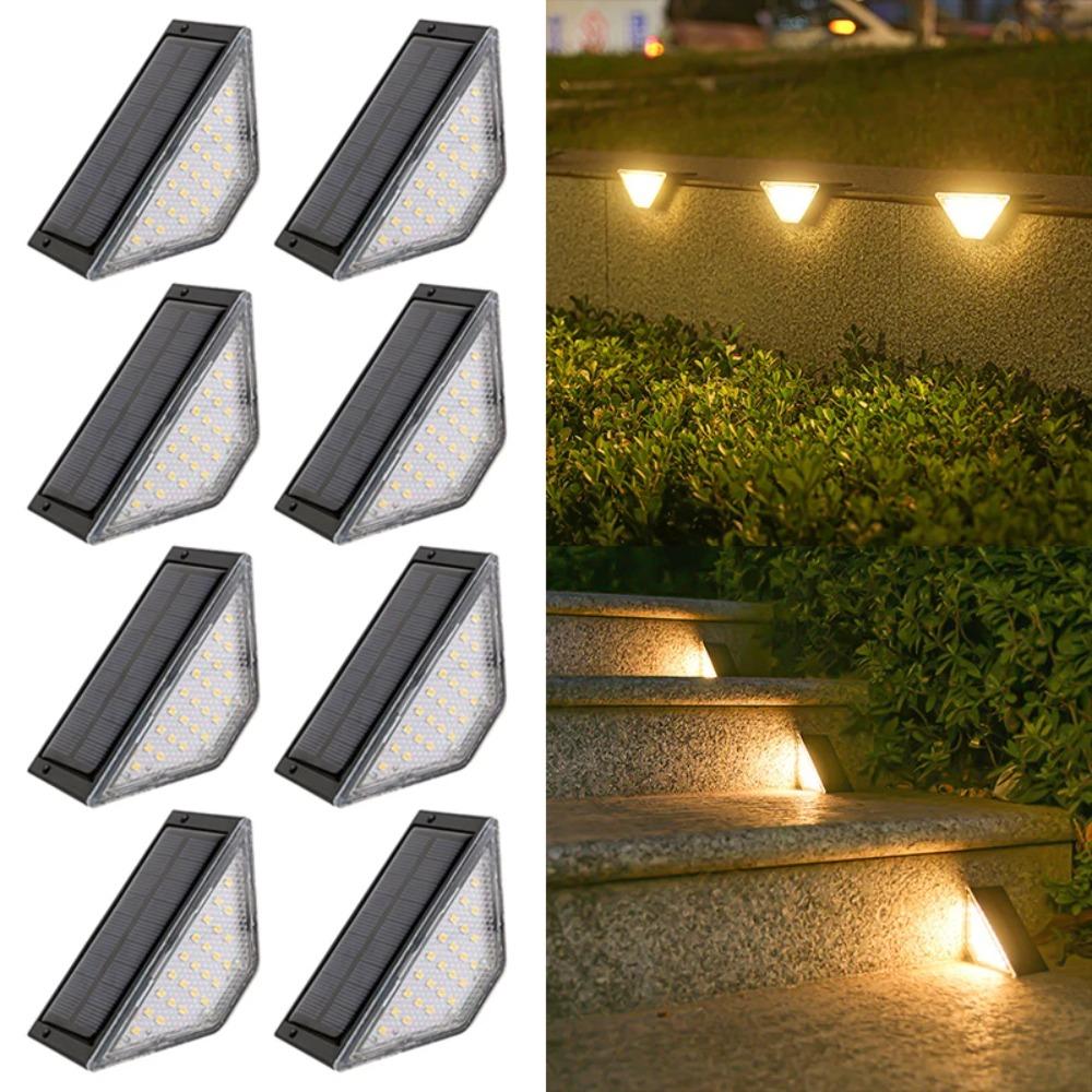 4 PCS LED Solar Step Lights, Waterproof Outdoor Stair Lights, Solar Deck Lights Outdoor Solar Landscape Lighting for Yard, Patio