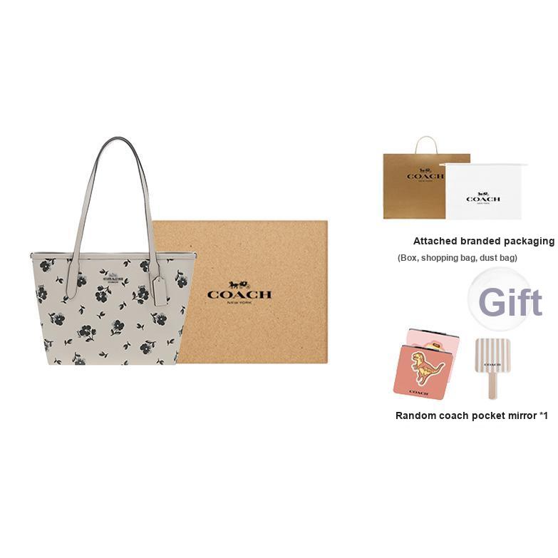 Coach City 24 Tote Bag Shopping Bag Handheld Shoulder Bag Medium Silver Hardware White Chalk Color Women tote CBL04-SVCAH