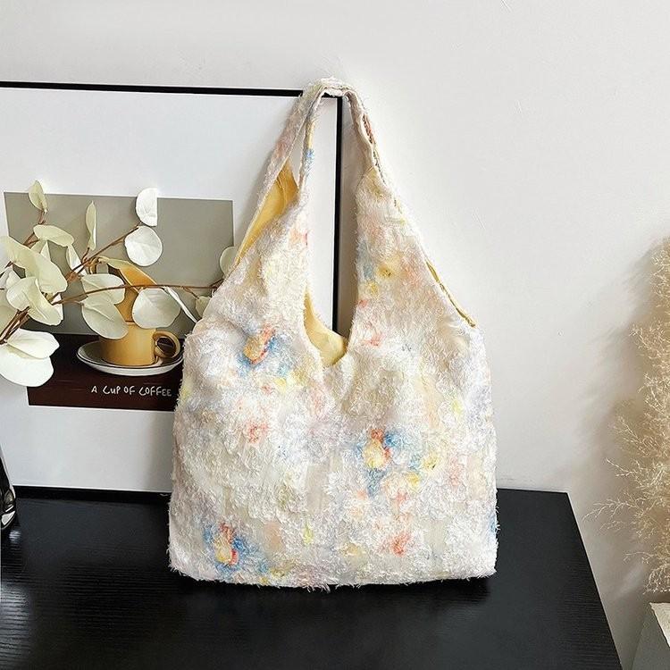 Stylish White Urban Minimalistic Large Capacity Lace Butterfly Shoulder Bag For Students