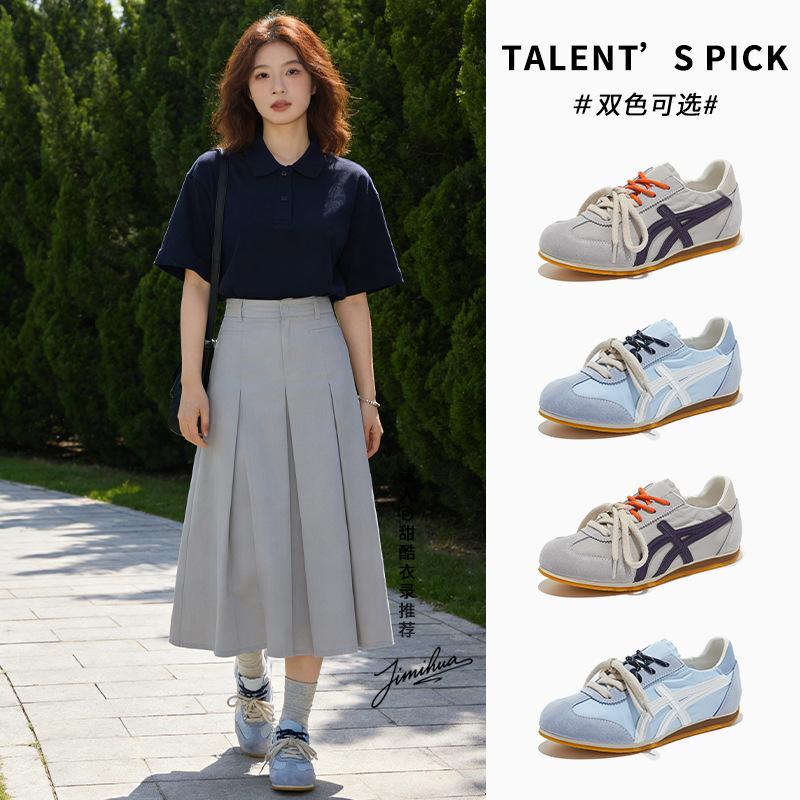Leder deutsche Trainingsschuhe Damen 2026 Frühling flache Sportschuhe Damen Freizeit Forrest Gump Schuhe Farbabstimmung Damenschuhe