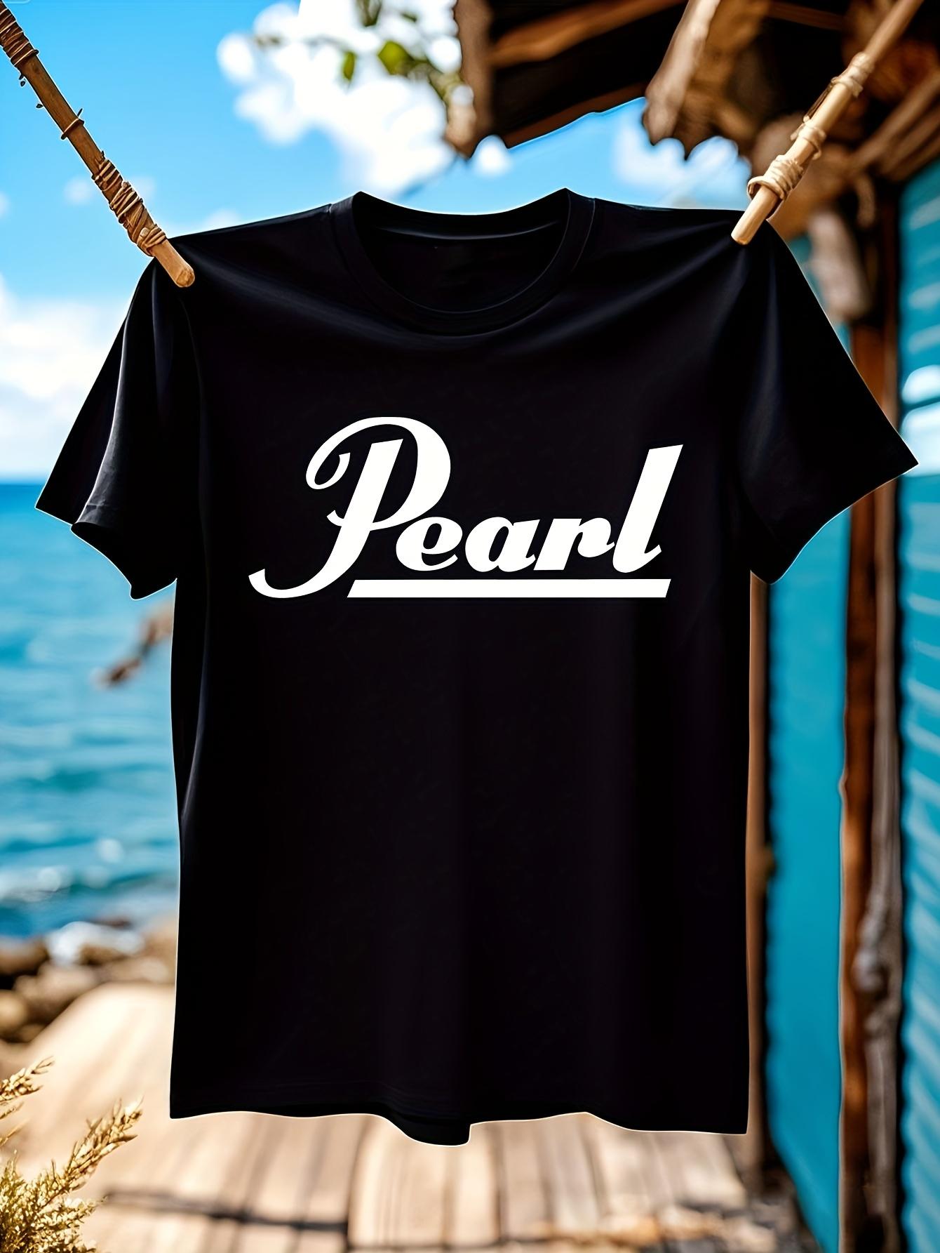 Pearl Drums Drumheads Black Tshirt with White Cursive Pea... M