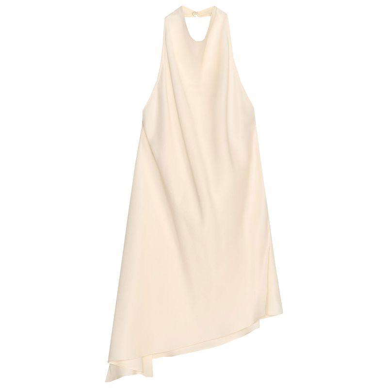 Zaprha 2025 Summer New Arrival Asymmetric Silk Satin Texture Sleeveless Hanging Collar Tops Fancy 2754100