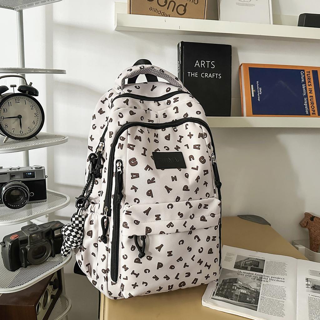 Schoolbag College Style Japanese Style Shoulder School Bag High School Boys Printed Simple Fashion Elementary School Boys Men's Lightweight Backpack
