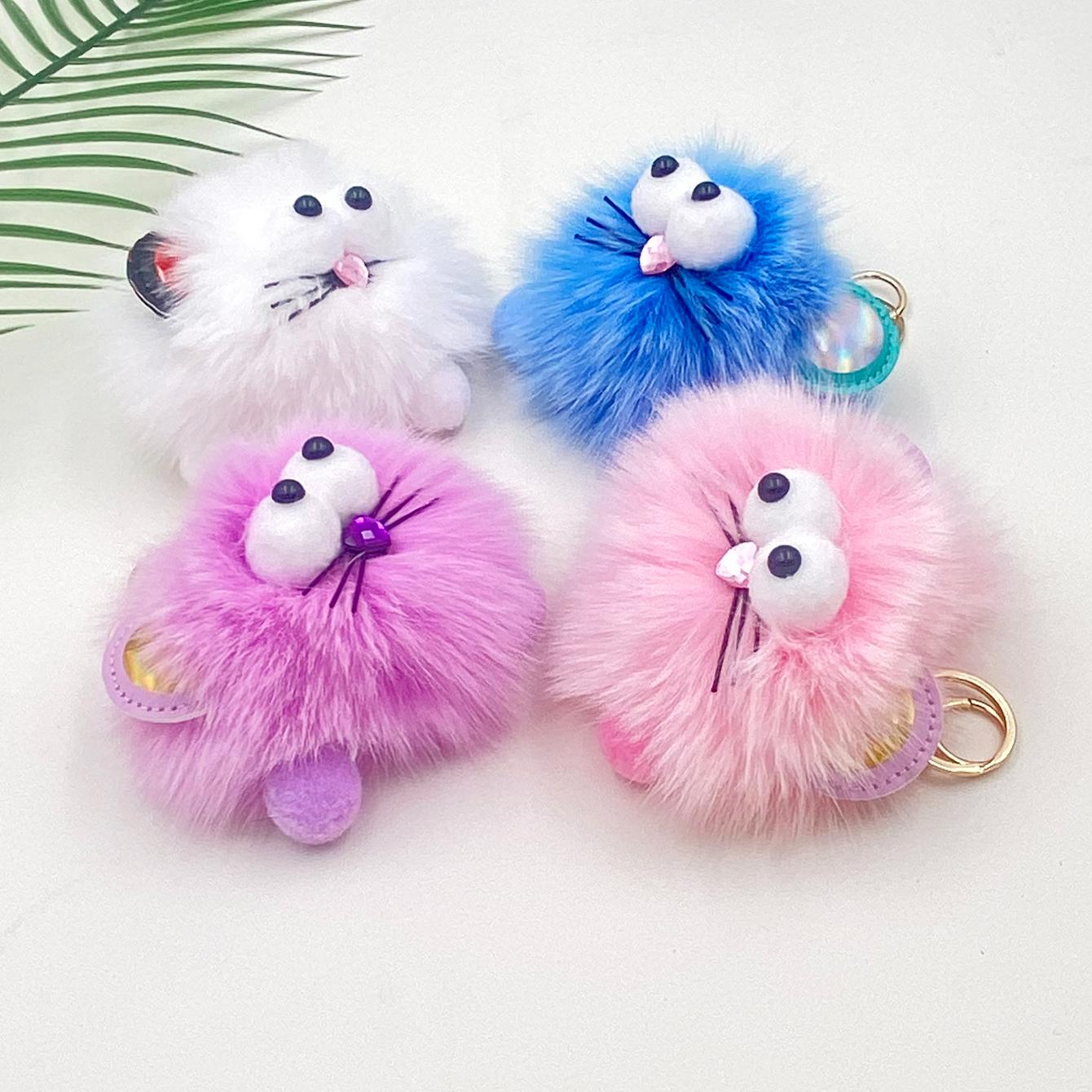 1 шт. новый пушистый помпон мяч сумка автомобиль кулон брелок для ключей милый подарок — фото 6