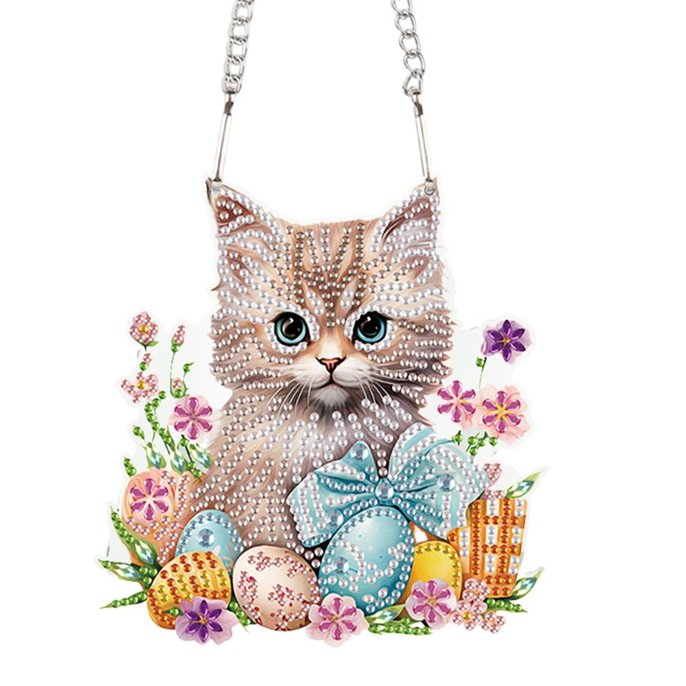 Special Shape Easter Rabbit Wreath Rhinestone Diamond Art Pendants Diamond Painting Hanging Pendant for Garden Window Decor