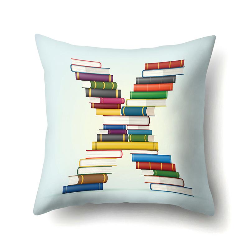 Polyester Pillowcase Car Decoration Home 26 English Letters Print Book Pillowcase