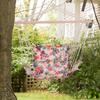 Garden Outdoor Hanging Hammock Chair Thick Rope Frame Wooden Arms Safe Wide Seat Garden Outdoor Spot Stylish Multicoloured floral