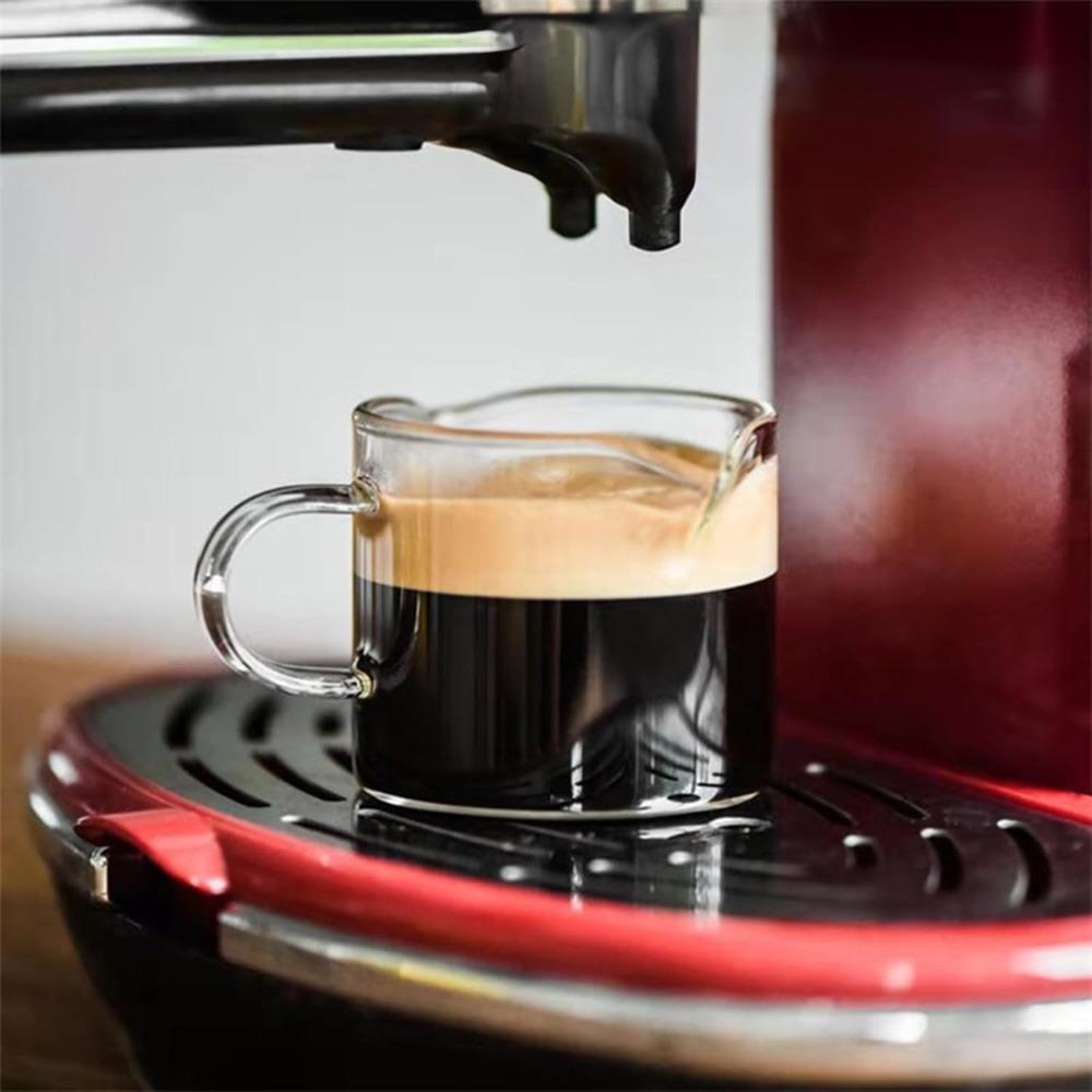 2 Piece Multi-purpose Clear Glass Coffee Cup Set 2 Flow Guide Port with Handle Coffee Mug 120 ML Heat-resistant Milk Cup Office