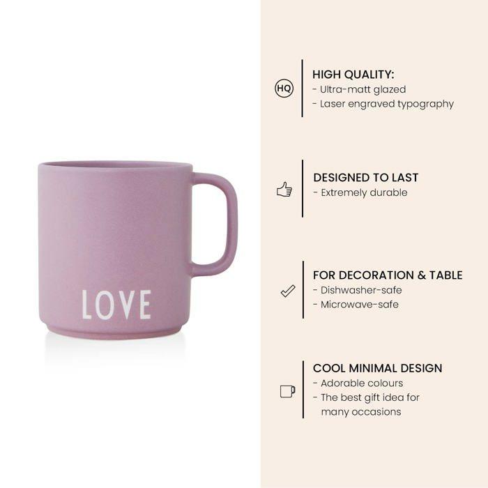 Tasse - design letters - lavande - porcelaine - 250 ml - minimaliste