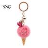 Soft Decorative Charm Plush Ice Cream Keychain for Backpacks, Fluffy Cone Keyring Decor Bag Charm, Pendant with Metal Ring Backpack Decoration