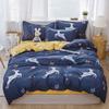Four Seasons Bedding Set 4pcs Brushed Bedclothes Household Student Printed Bed Sheet Duvet Cover Pillowcases for King Queen Beds