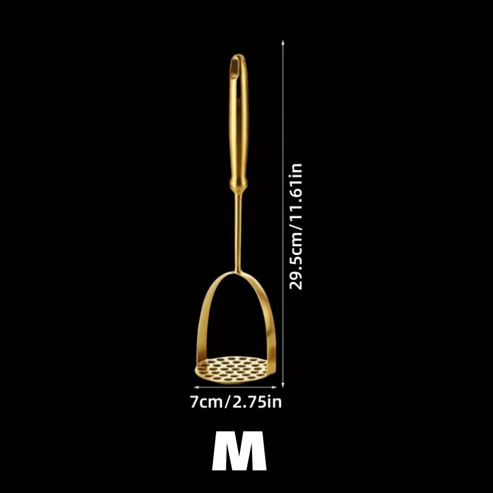 Stainless Steel Potato Masher Manual Food Crusher with Fine Grid Presser for Garlic Pumpkin Purees Multi-functional Kitchen Tool