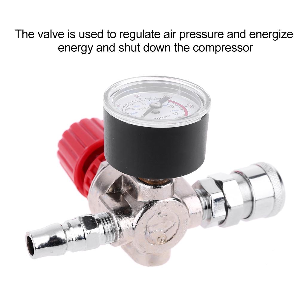 Pressure Regulator Switch Control for Valve Gauge with Quick Connector 0-180 PSI