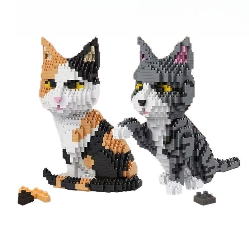 3D Husdjur Randig Katt Mikrodiamant Byggklossar Små Partiklar Randig Katt Tegelstenar Leksaker Barn Barn Födelsedagspresenter Hemdekoration