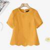 Women Casual Round Neck Summer Short Sleeve Blouse